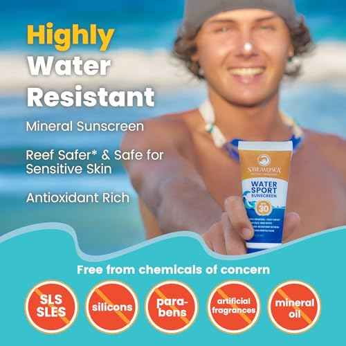 STREAM 2 SEA 6 Pack Natural Travel Sized Toiletries, 1oz Paraben Free Sample Size Shampoo, Conditioner, Lotion, Mineral Sunscreen SPF 20 and SPF 30 and After Sun Gel