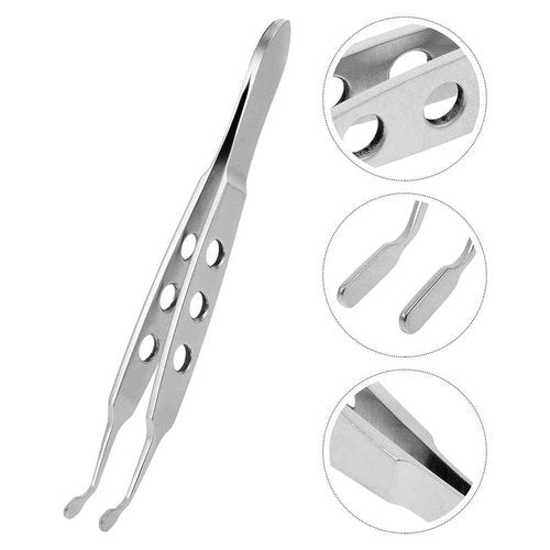 FOMIYES 2pcs Stainless Steel Meibomian Expressor Forceps for Eyelid Massage Eye Care Tweezers for Blockage Removal Compact Design for Home Travel Use