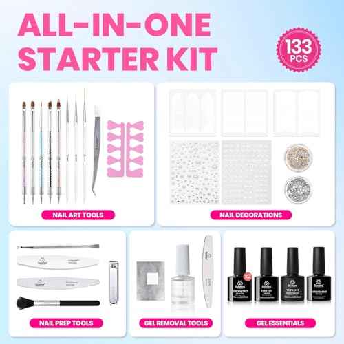 Beetles Gel Nail Polish Kit with U V Light, 100 Colors Gel Polish 133 Pcs Nail Stuff Kit for All Seasons with Base and Matte&Glossy Top Coat Infinite Inspirations Soak Off Gifts for Women Girls Teen