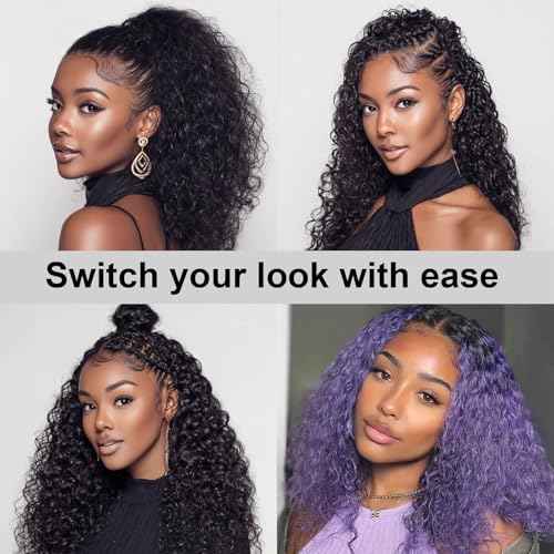 Kinkycurly Wig Human Hair 13x6 Lace Front Wigs Human Hair Afro Kinky Curly Wig 18 inch Pre Plucked 180% Density Black Jerry Curly Afro Kinky-Curly Natural Hairline Full Bouncy Thick Average Size