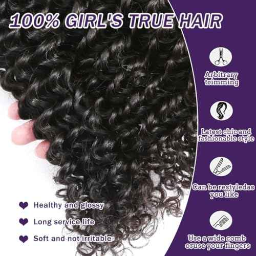 12A Water Wave Human Hair (20 22 24 Inch) 100% Unprocessed Deep Curly Weave Brazilian Human Hair Bundles Full And Thick Virgin Raw Hair Extensions Natural Color
