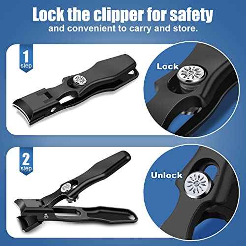Nail Clippers for Men with Catcher, Stocking Stuffers 2025 Gifts for Men Women, Large Toenail Clippers for Thick Nails, Heavy Duty Anti-Splash Toe Nail Cutter, Christmas Xmas Presents Gifts for Adults