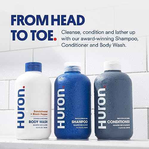 Huron Shower Kit - Shampoo, Conditioner, & Body Wash For Men - Citrus + Eucalyptus Scent - Hydrating & Nourishing Men's Shampoo & Conditioner