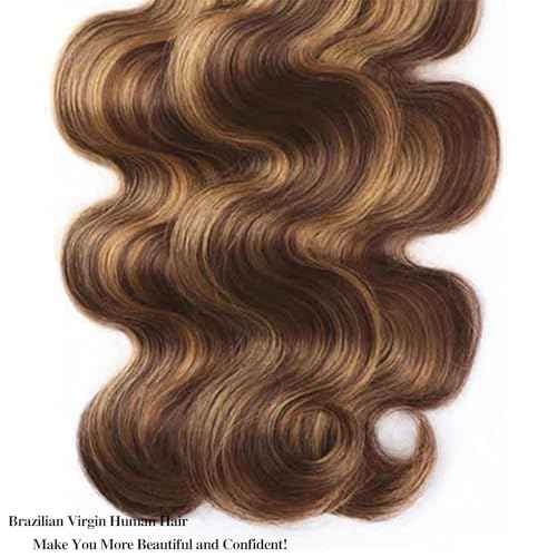 Human Hair Bundles P4/27# Color Body Wave Bundles Human Hair Unprocessed Brazilian Virgin 24 26 28 Inch 3 Bundles Quick Weave Human Hair Extensions (P4/27# Body Wave, 24 26 28)