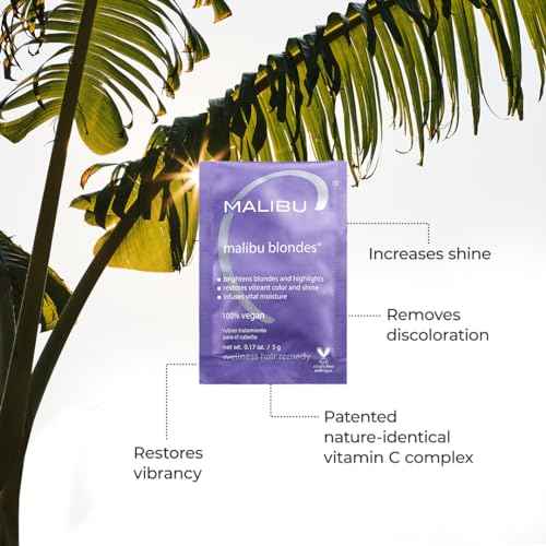 Malibu C Blondes Wellness Remedy - Removes Discoloration from Bleached, Highlighted or Natural Blonde Hair + Restores Vibrance and Shine with Vitamin C Complex (12 Packets)