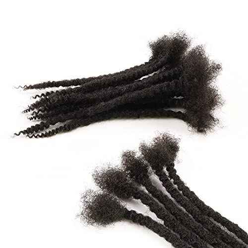 Orientfashion Textured Locs Extensions Human Hair,Natural Black 8-16inch 0.4cm 0.6cm And 0.8cm Human Hair Curly Ends Can Be Dyed Bleached Curled and Twisted(14 Inch 20strands, 0.4cm Natural black)