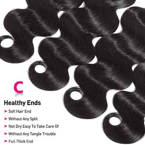 Flady 10A Brazilian Virgin Hair Body Wave 4 Bundles Unprocessed Virgn Human Hair Weave Brazilian Body Wave Bundles Natural Color (16 18 20 22inch)