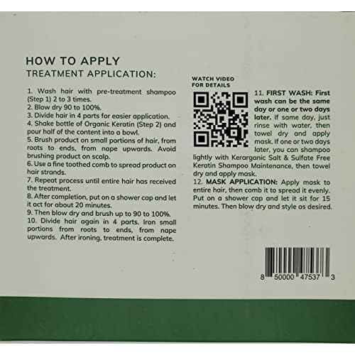 KERARGANIC Formaldehyde-Free Keratin System DIY Set: Pre-Treatment Shampoo, Hair Treatment, Post-Treatment Mask with Argan Oil - (4oz each)