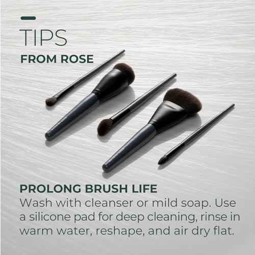 Rose and Ben Beauty Essential 5 Piece Makeup Brush Set and Travel Case | Professional Eye and Face Brushes for Liquid, Cream and Powder Formulas | Cruelty Free