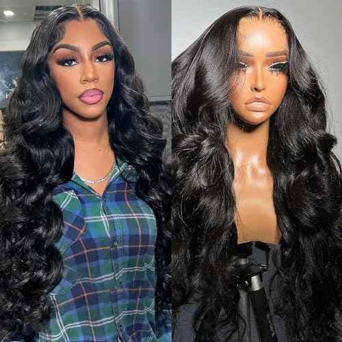 28 Inch 13x6 Body Wave Lace Front Wigs Human Hair Pre Plucked Glueless Wigs Human Hair 180% Density Body Wave 13x6 HD Transparent Frontal Wigs Human Hair Lace Front Wigs for Black Women
