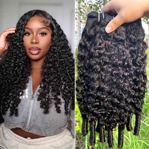 PerisModa Burmese Curly Bundles Human Hair 3C4A Raw Water Wave Quick Weave Hair Bundles with Spiral Curly Ends 100% Unprocessed 15A Virgin Kinky Curly Human Hair One Bundles Natural Black 20 Inch