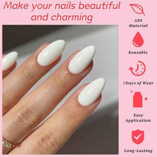120pc White Almond Press on Nails Short Fake Nails Press ons for Women Acrylic Nails Press on Nails&Glue Tabs, Short White Press on Nails Almond False Nail Tip Stick on Artificial Fingernail