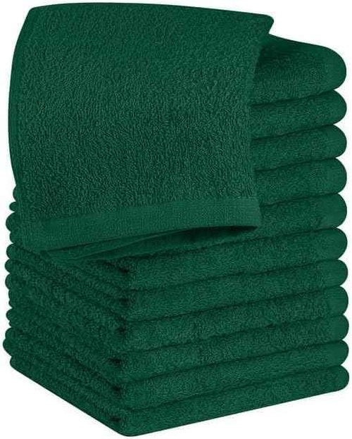 Linteum Textile Supply Premium 12x12 Washcloth (Hunter Green) – 100% Ring Spun Cotton Zero Twist Towels | Absorbent, Quick Dry, Durable for Bathroom, Spa, Gym (12 Pack)