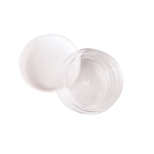 Wopanxye 50pcs 3g Travel Cosmetic Sample Containers for Make-up Eye Shadow Nails Powder Gems Beads Jewelry Cream Lip Gloss Balm, Small 3ml Clear Round Pot Makeup Jars with White Lid, 3g Plastic Jars