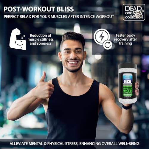 Dead Sea Collection Bath Salts for Men with Peppermint Oil ? Refreshing Soak for Muscle Recovery and Relaxation ? 100% Pure Dead Sea Salt Infused with Essential Minerals ? 37 Oz Jar
