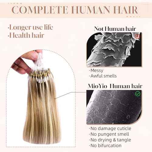 Microlink Hair Extensions Human Hair 18613 Blonde 30g/30s/Pack 20inch Microbead Micro Loop Hair Extensions Real Human Soft and Glossy Longer Life