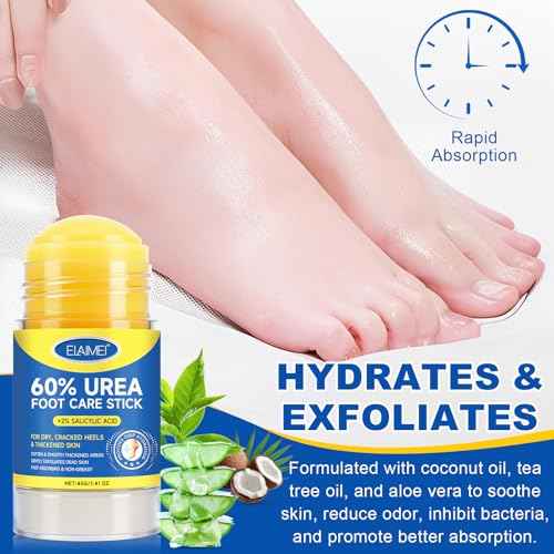 60% Urea Cream Stick with Salicylic Acid 2%, Severe Cracked Heel Repair Restoring Balm, Urea Hydrating Foot Cream, Foot Lotion Heel Stick Repairs and Hydrates Dry and Cracked Feet and Hand- 2 Packs