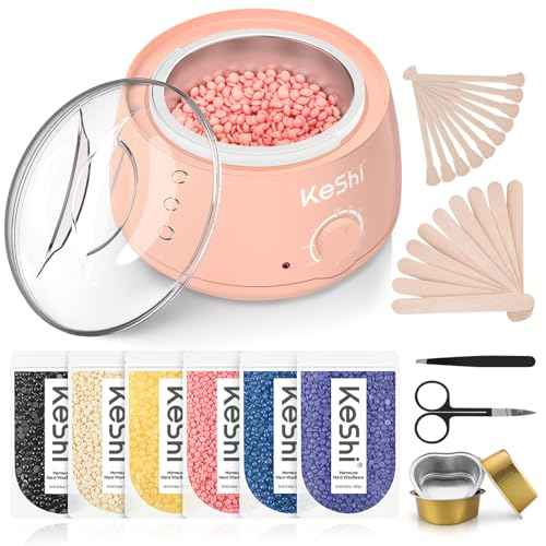 KeShi Waxing Kit, Painless Hair Removal Wax Warmer with 6 Bags Hard WaxBeans for Full Body, Legs, Face, Eyebrows & Bikini? Ideal for Both Women & Men(Blush)