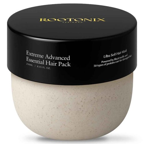 ROOTONIX Extreme Advance Essential Hair Pack for Damaged Hair, Korean Hair Treatment, Hydrating Repair Mask with Protein, Keratin & Black Truffle (8.45 fl oz /250ml)