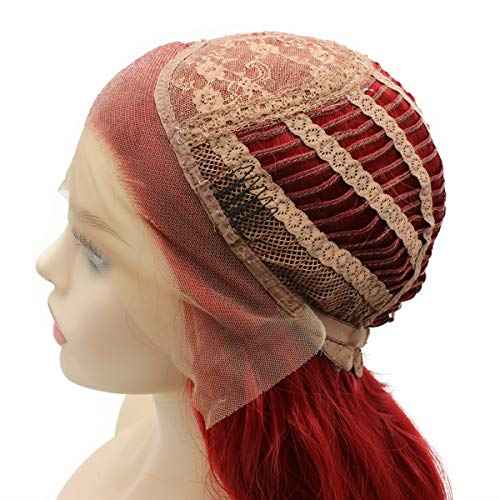 Long Wavy Red Half Hand Tied Heat Resistant Synthetic Lace Front Cosplay Wig