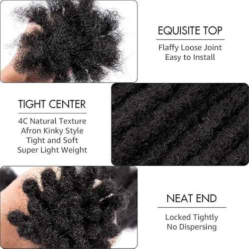 Long Loc Extensions Human Hair Dreadlock Extensions Dreads Extensions for Men Women 0.4 cm 18 Inch 30 Strands Handmade Permanent Locs Extension Natural Black Locs Hair Extensions Can be Dyed Bleached