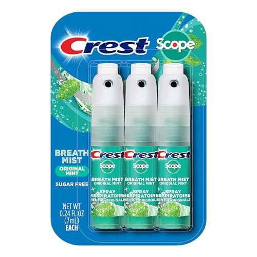 Crest Scope | One 3-Pack of Mint Breath Mist Sprays (3 Total Sprays) - 0.24 Ounce (7mL) Each ? 0.72 Ounces Total