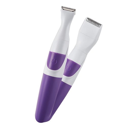 ZJchao Bikini Trimmer and Shaver for Women, 2 in 1 Waterproof Portable Safe Epilator Hair Removal Trimmer for Women Pubic Hair Face Leg Eyebrow Nose Lip Body, Purple