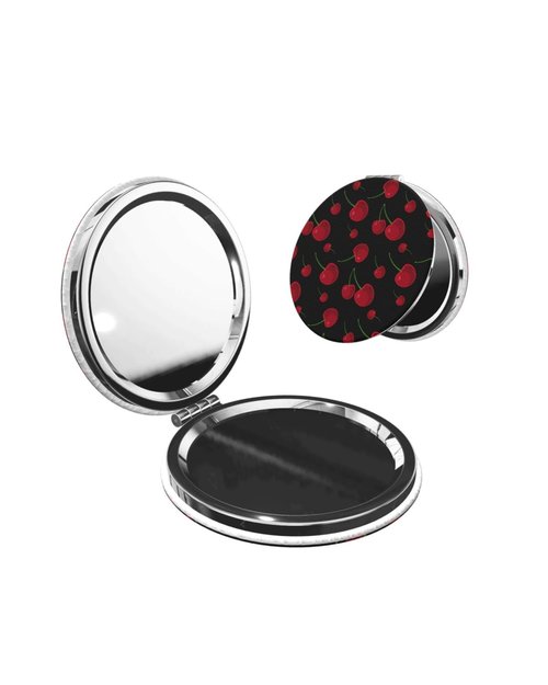 KWSAAHU Double-Sided Pocket Compact Mini Makeup Mirrors 1x, 2X Magnifying Mirror Portable Foldable Round Small Purse Mirror Suitable Daily Travel Party for Woman Man - Beautiful Cherry