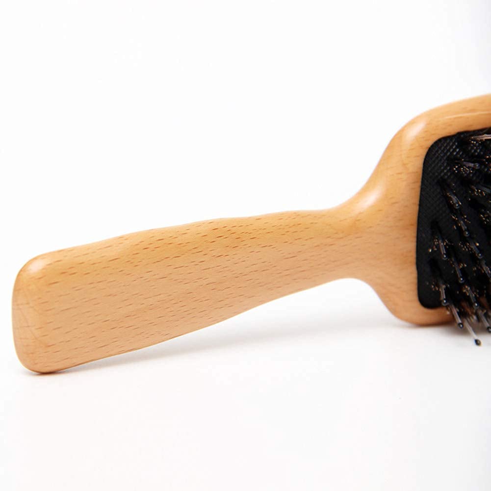 Boar Bristle Hair Brush - Textention Mini Natural Beech Wood Handle Cushion Massage Detangling Hair Brush for Pocket/Travel Size/Gift for Kids and Adults