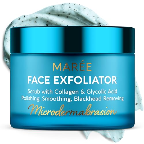 MAREE Face Exfoliator ? Microdermabrasion Facial Scrub & Exfoliating Face Wash for Women ? Collagen & Glycolic Acid ? Gentle Scrub and Exfoliant ? Men Exfoliating Scrubber ? Exfoliante Facial Cleanser