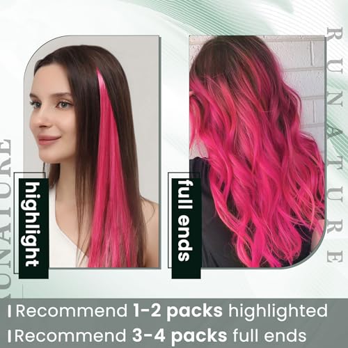 RUNATURE Keratin Tip Extensions U Tip Hair Extensions Human Hair Utip Human Hair Extensions Hot Pink K Tip Extensions Real Human Hair Prebonded Hot Fusion Hair Extensions for Highlight 20 Inch 25g 25s