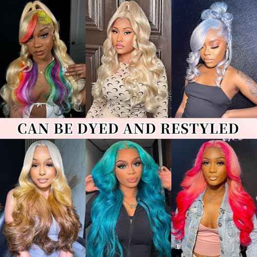 613 13x4 Lace Front Wig Human Hair 200 Density Blonde Body Wave Lace Front Wigs 13x4 Blonde Glueless Wigs Human Hair Pre Plucked 613 HD Lace Frontal Wig Human Hair for Women 24 Inch