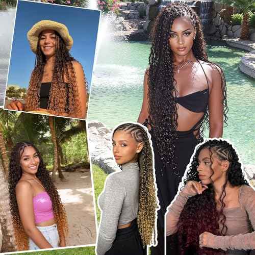 Human Braiding Hair for Boho Braids 150g 6 Bundles/Pack 20 Inch Deep Wave Bulk Human Hair for Braiding Curly Boho Hair for Braiding 12A Human Hair Braiding Hair Wet and Wavy Natural color