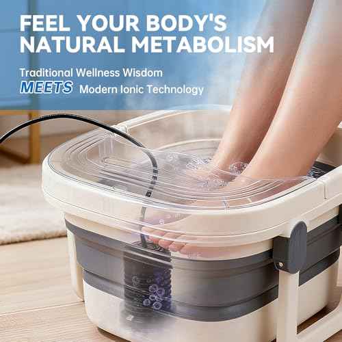 Bluetooth Ionic Foot Bath Detox Machine for Home Spa Use, with App Control, Foldable Soaking Tub, 2 Ion Arrays, 100 Basin Liners, Timer for Natural Body Detoxification