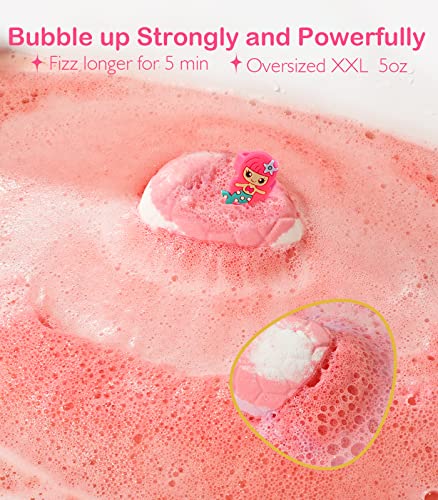 Shinowa 9 Pack Bath Bombs with Surprise Toys Inside, 2.9 lbs XXL-Large Organic Bath Bombs for Kids, Bath Bombs Gift Set with Jewelry Inside, Natural Handmade Fizzy Balls Kit for Kids, Girls, Toddlers