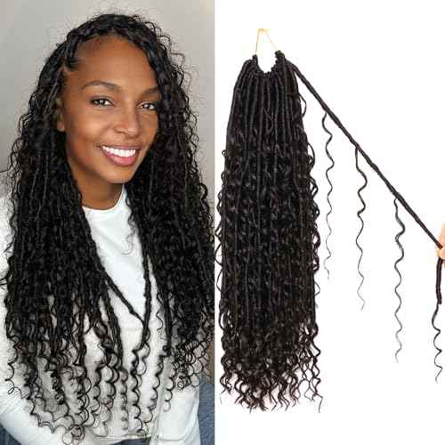 8 Packs Goddess Faux Locs Crochet Hair-18 Inch Boho Soft Locs Crochet Hair for Black Women (#1B, 18 Inch(Pack of 8))