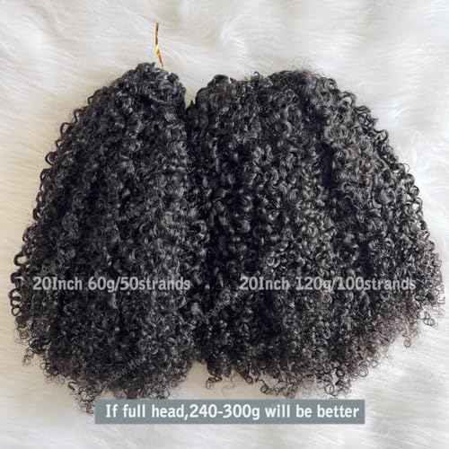 Knotless Pre Separated Human Hair Crochet Extensions for Braids Afro Kinky Curly Brazilian Virgin Feather Hair Bundles Boho Twist Braiding Hair for Black Women 16inch 120g