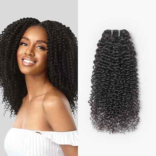 WEQUEEN Kinky Curly Human Hair Bundles Premium Virgin 100% Human Hair 3c/4a Curly Wave 20 Inch Single Bundle Natural Black