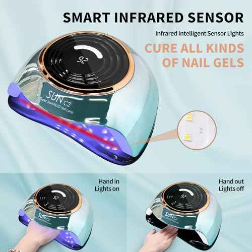 UV Light for Nails 288W Nail Lamp with 63 LED Beads for Gel Polish with LCD Display Auto Sensor and 4 Timer Settings Professional Gel Curing Lamp
