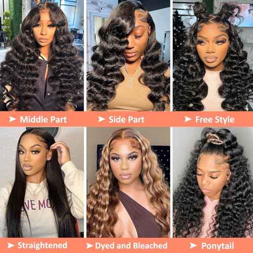 Deep Wave Lace Front Wigs Human Hair 13x4 HD Lace Frontal Wigs for Black Women 200 Density Glueless Wigs Pre Plucked with Baby Hair 26 Inch