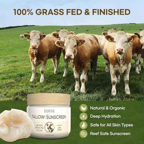 Tallow Sunscreen & Tallow Balm Set: 100% Grass-Fed Beef Tallow Sunscreen Balm with Zinc Oxide + Whipped Tallow Moisturizer ? Daily Sun Protection & Deep Hydration for Sensitive Skin, Face & Body