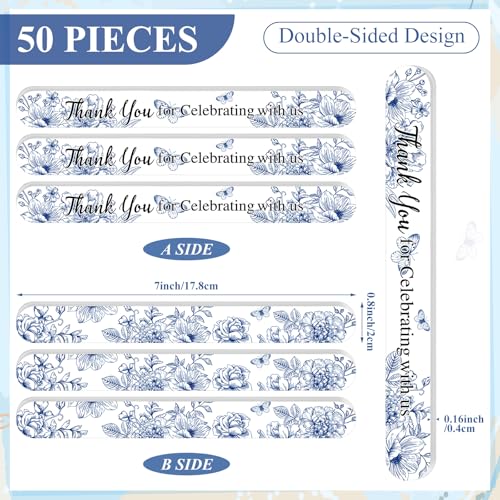 Lasnten 50 Pcs Wedding Bridal Shower Party Favors Chinoiserie Floral Nail Files Bulk Thank You for Celebrating with Us Double Sided Emery Boards for Guests Bridesmaid Bachelorette Baby Shower Party