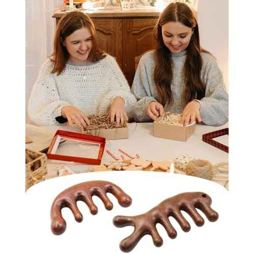 Wooden Scalp Massager Comb for Hair Growth, 2 Pack Wood Wide Tooth Comb for Women Men, Natural Sandalwood Head Massager