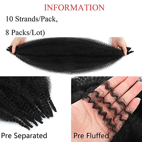 Springy Afro Twist Hair 8Packs 18inch Pre-Separated Springy Afro Twist Hair Crochet Braiding Hair Synthetic Marley Twist Braids Hair Extensions for Black Women(10 Strands/Pack,613#)