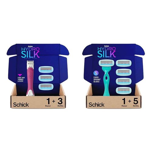 Schick Hydro Silk Trimstyle Bikini Razors with Trimmer |5 Blade for Women, Hair Removal | 1 Handle & 3 Razor Blade Refills & Sensitive Skin Razor for Women With 5 Moisturizing Razor Blade Refills