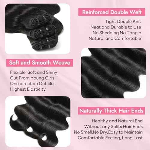 Clip in Hair Extensions Real Human Hair Body Wave 1B Natural Black Clip in 100% Brazilian Remy Human Hair Extensions 8pcs Per Set with 18 Clips Double Weft 20 Inch 105g/3.6oz