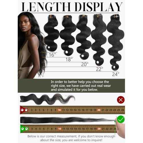 Loxxy Body Wave Clip in Hair Extensions, 20 Inch Natural Black Body Wave Seamless Clip Ins Human Hair Extensions #1B 7Pieces 110g PU Weft Easy Application