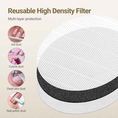 2 in 1 Nail Dust Collector Quiet , 5000RPM Vacuum Fan Extractor with Reusable Filter & 30000RPM Electric Nail Drill File Professional with 6 Bits - Home/Salon Use, Pros Tech & Beginners