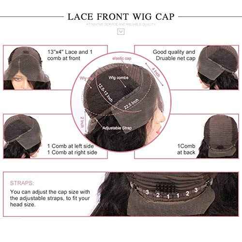 JYZ Skunk Stripe Wig Human Hair Dark HD Blue Lace Front Wig Human Hair Wavy 13X4 Blue Colored Wigs 200% Density Pre Plucked with Baby Hair 18inch Middle Part