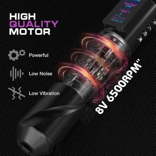 Wormhole Tattoo Gun Kit Tattoo Kit with 7 Adjustable Stroke 2,300mAh Power Wireless Tattoo Machine with Normal/Jump-Start/Dot Working Mode with LED Digital Display for Artist WTK381